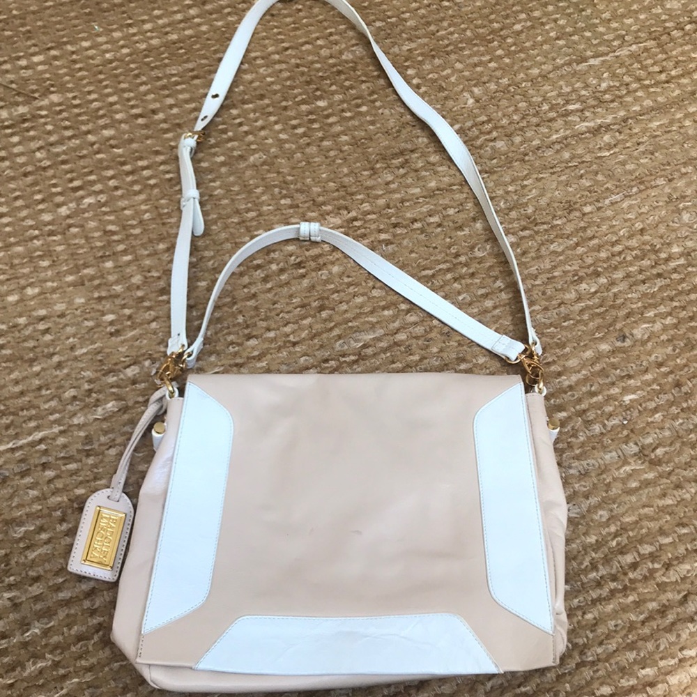 Badgley Mischka Satchel Bag in Nude and white
